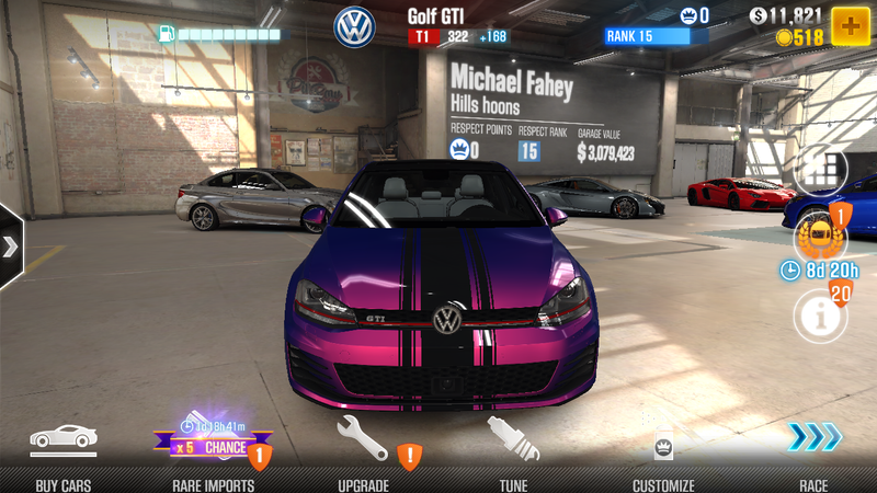 My pink and purple Golf GTI, the darling of my garage.